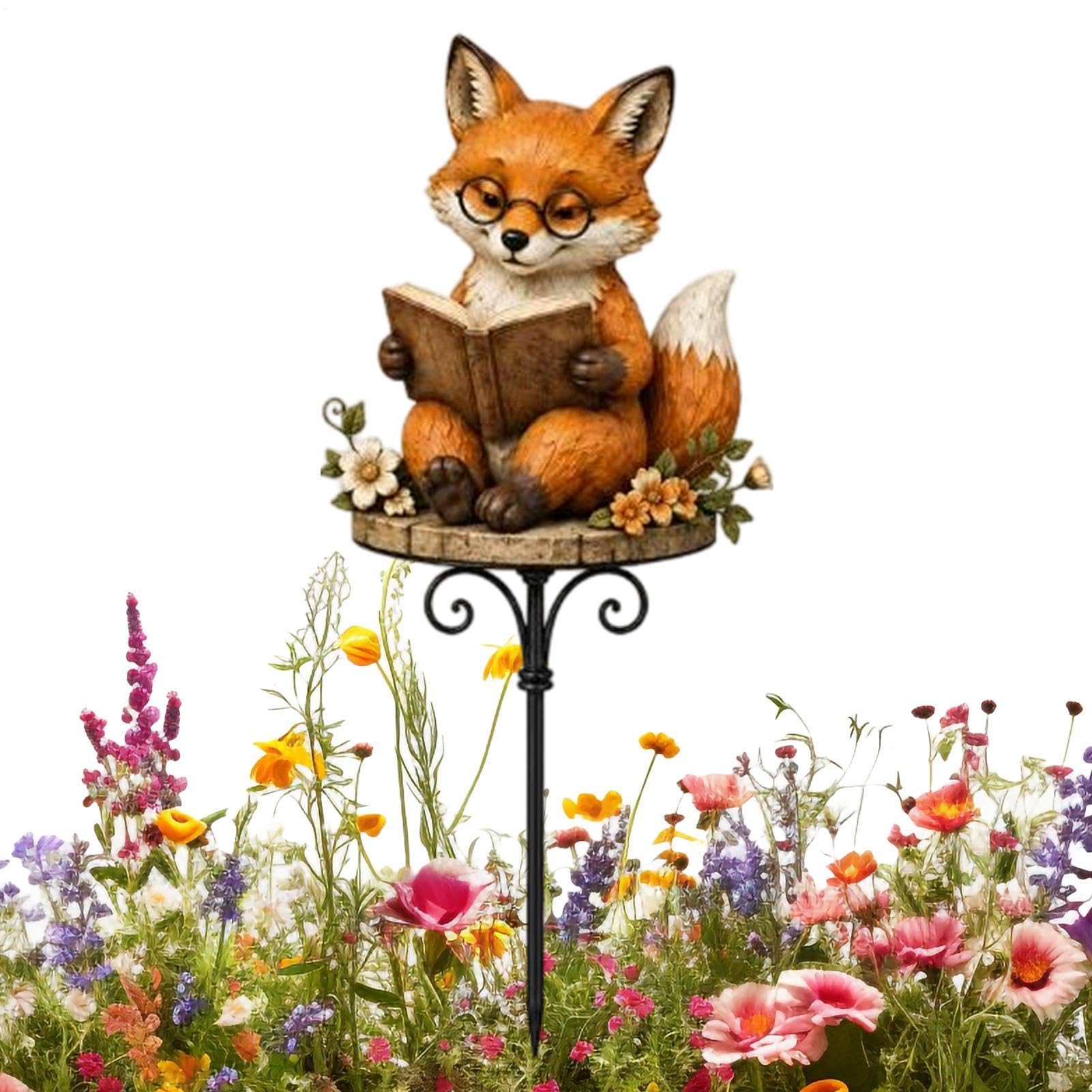 Figurines Pour Pots De Fleurs Figurines Animaux Lisant Piquets Décoratifs