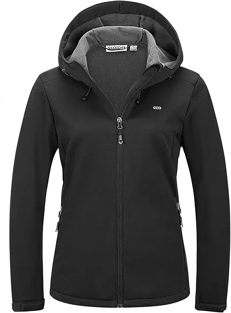 Women's Softshell Jacket - Fleece Lined, Waterproof & Windproof Scrub Jacket