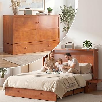 PUREMIND Queen Murphy Bed with Mattress Included for Small Space/Guest Room