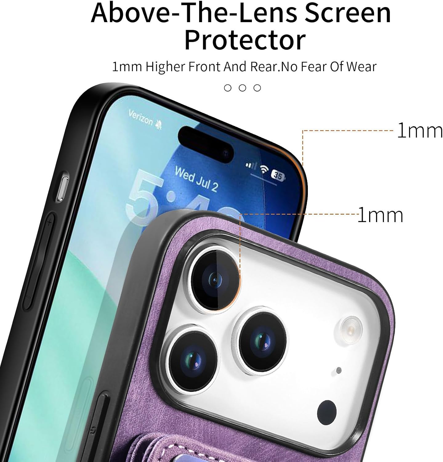 for iPhone 17 Pro Phone Case Wallet with Card Holder,PU Leather Flip Folio Case,RFID Blocking Ring Holder Kickstand Wrist Strap Magnetic Protective Women Men Cover for iPhone 17 Pro Purple - Image 8