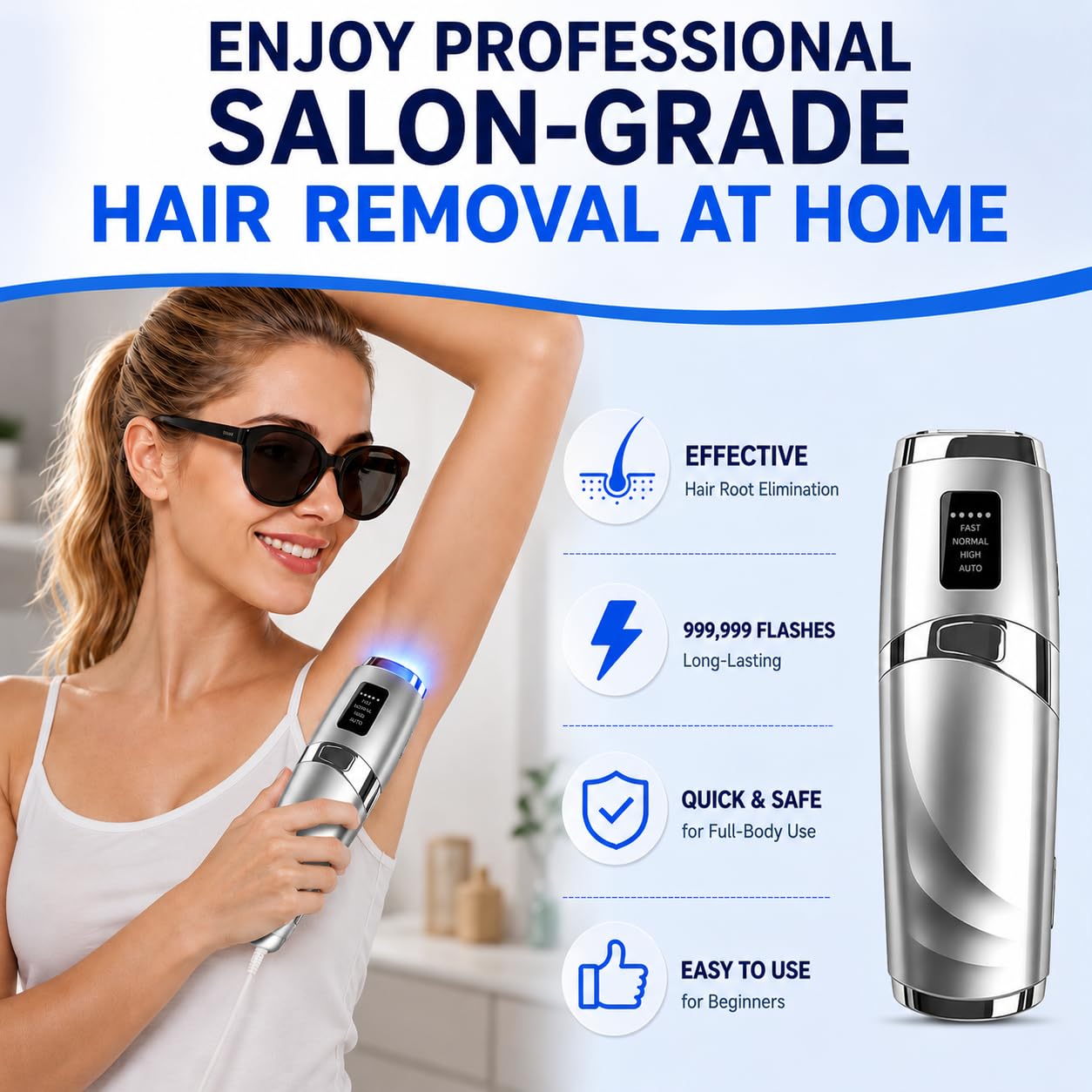 IPL Epilierer damen, Laser haarentfernung mit Kühlfunktion, MAX 21J, 999,999 Lichtimpulse, Schmerzfreie IPL Haarentfernungsgerät für Frauen, Männer, Achseln, Bikini, Beine, Körper