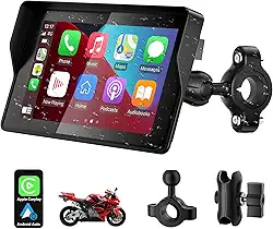 YCV Tela Carplay para motocicleta, CarPlay sem fio e Android Auto para motocicleta, tela sensível ao toque IP67 de 5 polegadas à prova d'água, navegação GPS de motocicleta Carplay, Bluetooth duplo, EQ