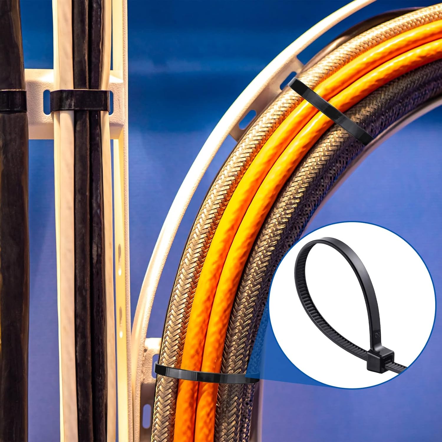 1000 Pcs 14 Zip Ties Heavy Duty Plastic Zip Wire 49 lb Tensile Strength UV Resistant Cable Ties Self Locking Wraps for Indoor and Outdoor (Black)