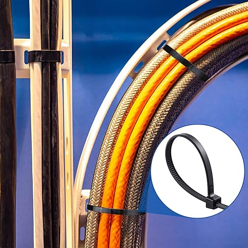 Miniatura 10 de 2000 bridas de plástico resistentes de 14 pulgadas de resistencia, bridas largas de 49 libras de resistencia, bridas para cables con cierre