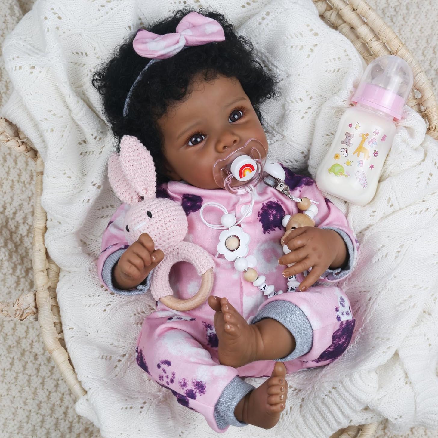 Realistic Reborn Baby Dolls Black Girl 18 Inch African American Doll