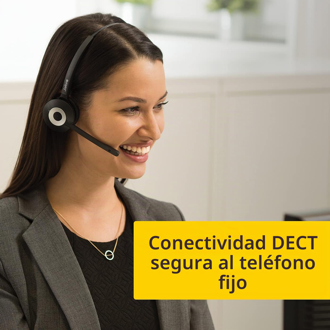 Jabra Pro 920 DECT Auricular alámbrico monoaural - Cancelación de Voz y Ruido en Alta defición, batería para Todo el día - Optimizado para teléfonos de Escritorio - Enchufe UE