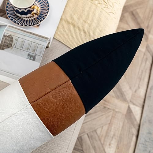 Miniatura 4 de Juego de 2 fundas de cojín decorativas lumbares de color azul marino de 12 x 20 pulgadas para sala de estar, sofá y cama, funda de cojín rectangular