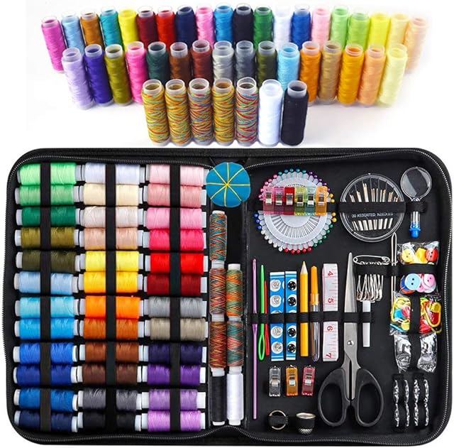 Sewing Kit,226Pcs 42Colors Sewing Supplies with Zipper Case Sewing Kit Set Mini Sewing Kits for DIY Home Travel Emergency Adults and Beginners with Scissors,Thimble,Thread Kits Needles,Tape Measure