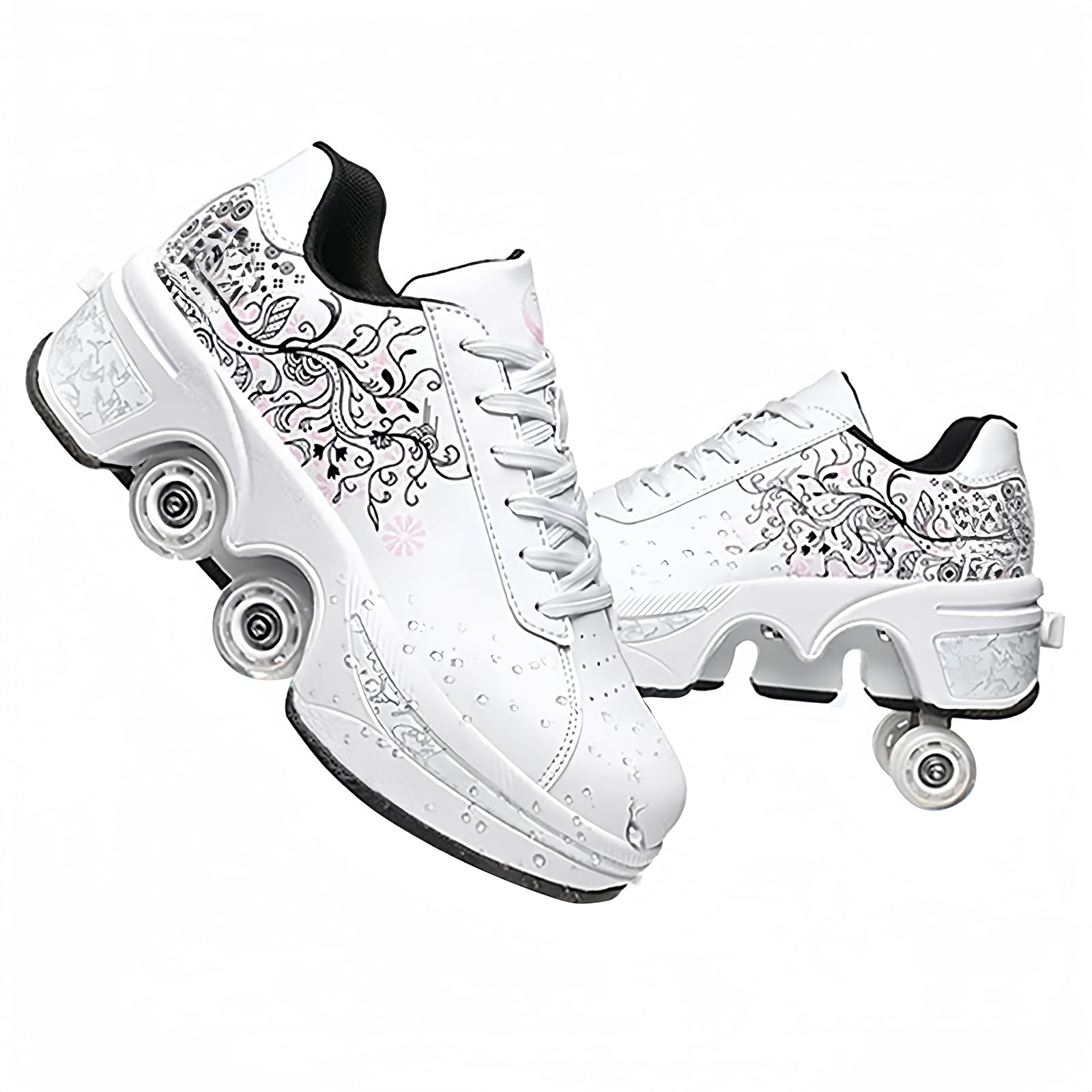 Rollschuhe für Mädchen, Sneaker, Roller, Skateboardschuhe, Sneaker, mit Rollen, Sport, Gymnastik, Mode, Mehrzweck, Kick Roller Shoe für Jungen und Mädchen