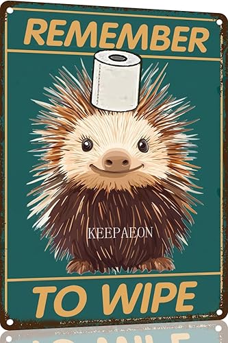 Miniatura 11 de Porcupine 12x8 Inch Metal Sign Your Butt Napkins My Lady Bathroom Decor for Women Bat Wall Decor Funny Guest Bathroom Wall Art Toilet Paper Wall Art