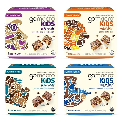 GoMacro Kids MacroBar - Surtido de 4 sabores - (barras de 0.90 onzas, 28 unidades)