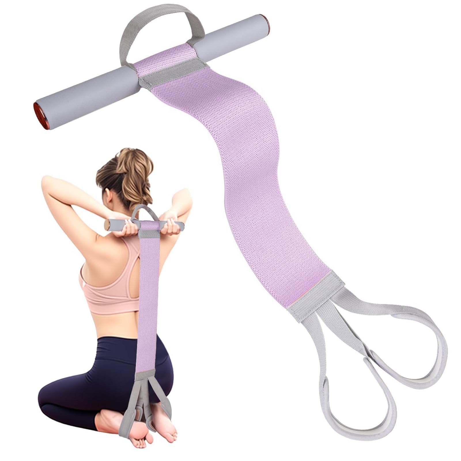 Set Elastici Fitness 2-in-1 in Tessuto con Maniglie e Pedale Antiscivolo, Elastici Palestra da 120 lbs per Allenamento Completo e Riabilitazione, Include Elastico a 8, Viola