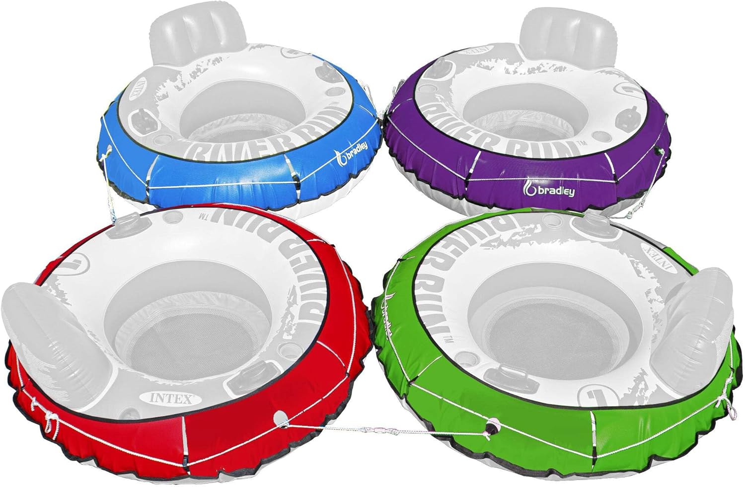 Bradley 4 Pack Heavy Duty River Tube Cover Only; Made in USA to fit River Run Tube; Compatible with Intex Inflatable River Run River Float Tube & Most 53" River Tubes
