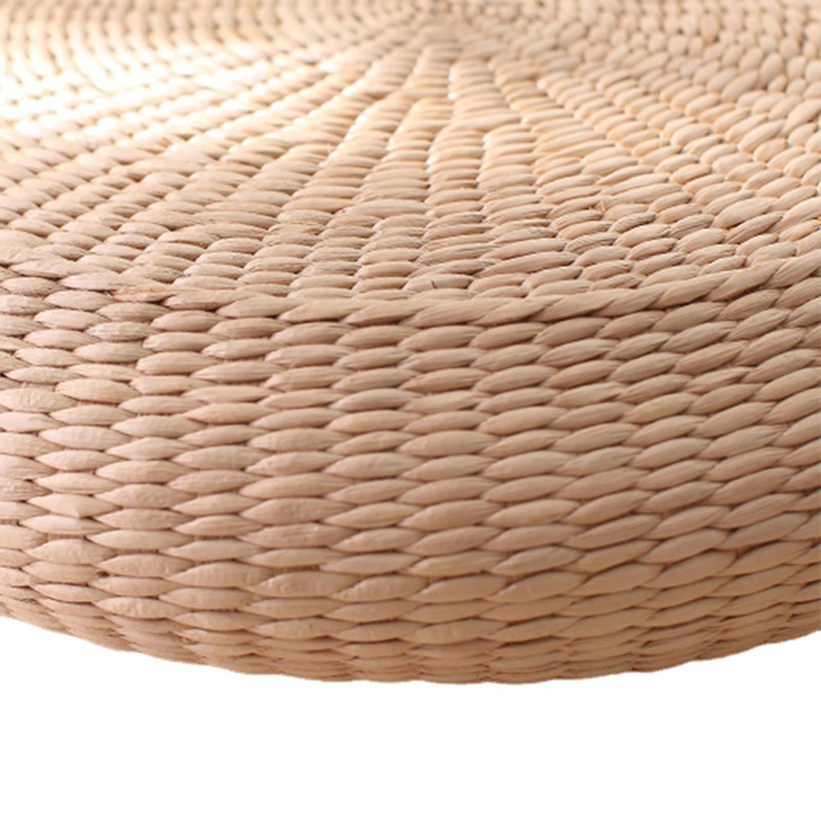Sharplace Handgewebter Futon rundes Sitzkissen, japanische Tatami Matte, Yoga Meditationskissen, kuscheliges Katzenschwanz Sitzkissen für Schlafzimmer Wohnzimmer, 40X40X10cm-Braun