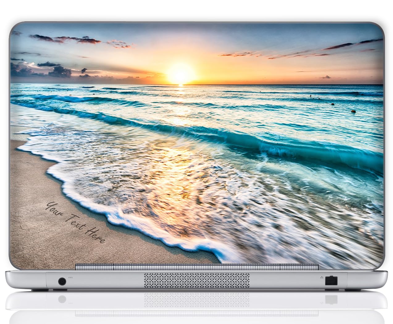 Custom Design Personalized Laptop Skin Sticker Cover Art Decal, Customize with Your Name or Text (17 Inch, Sunset Beach)