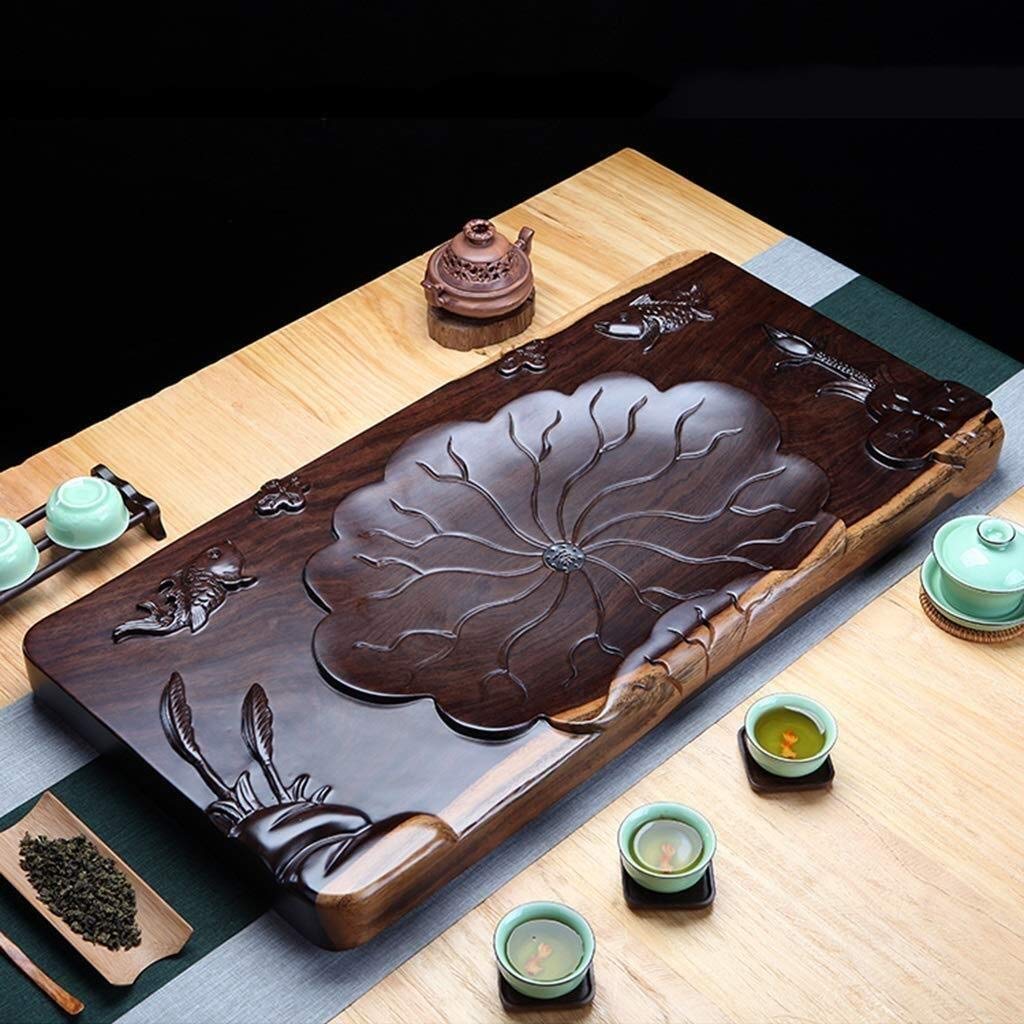 XYIANG Portable Travel Tea Set - Chinese/Japanese Porcelain Gongfu Tea Set, Traditional Tea Ceremony Set Ebony Solid Wood Tea Tray Kung Fu Tea Set Household Simple Tea Sea Lotus