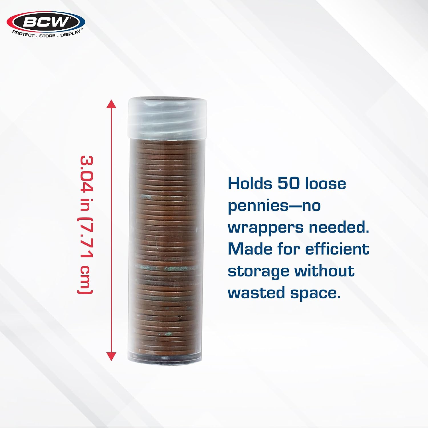 BCW Coin Tubes for US Pennies - 100ct | Holds "Lincoln" Penny | Durable Plastic Tube Coin Holders | Coin Collecting Supplies | Penny Coin Tubes