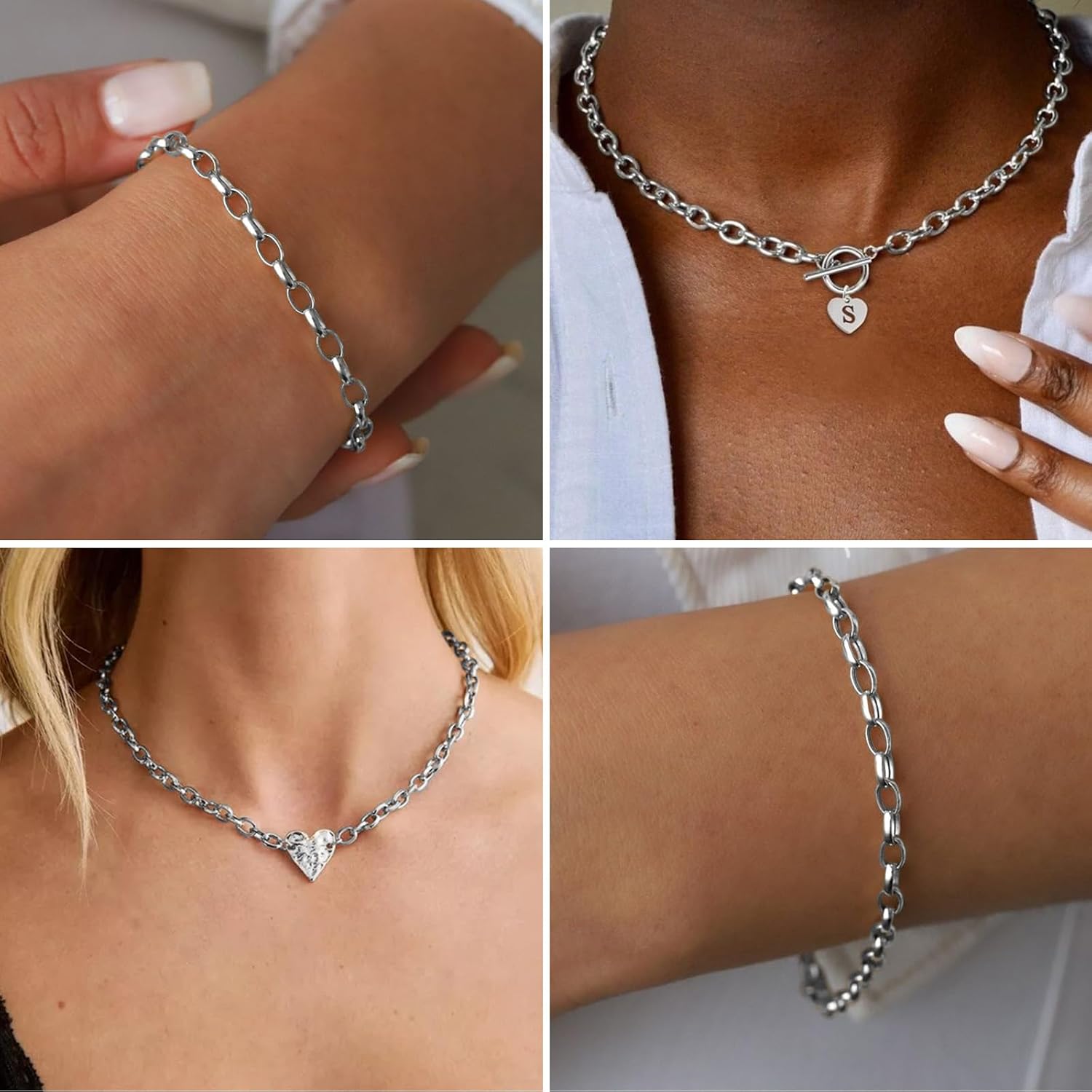 16.5FT Stainless Steel Oval Rolo Chains Roll, 7.5mm Width 304 Stainless Steel Oval Cable Link Chain Bulk Spool for Jewelry Making DIY Craft