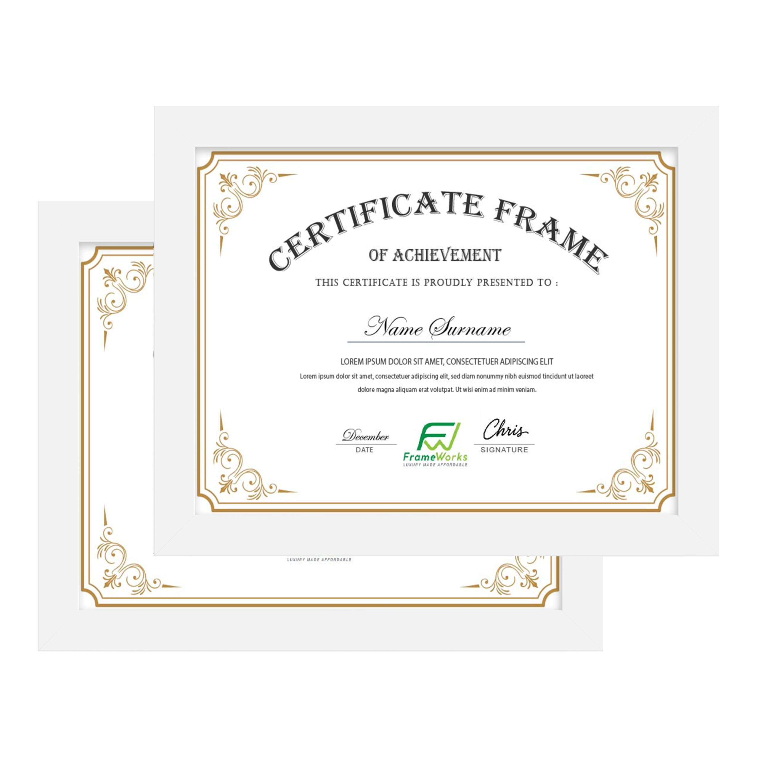 FrameWorks - 2-Pack - 8.5"x11" Classic Wooden Document and Diploma Frames with Tempered Glass - White