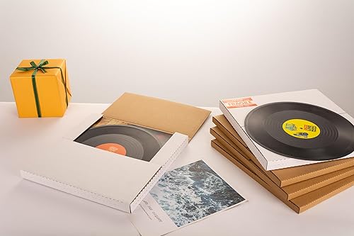 Miniatura 9 de LP Mailers - Cajas de envío de discos de vinilo de 12.5 pulgadas de largo x 12.5 pulgadas de ancho x 1 pulgada de alto con calcomanías frágiles,