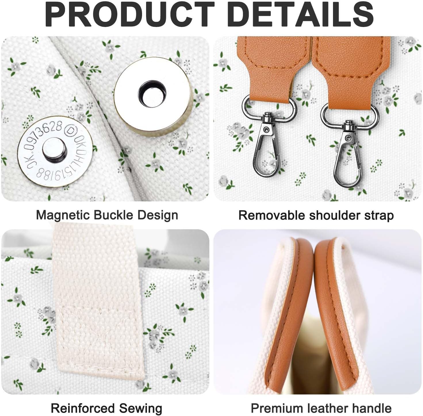 Canvas Tote Bag for Women with Pockets Crossbody Bag Tote Shoulder Handbags Casual Work Bags Everything Tote Bag - Image 4