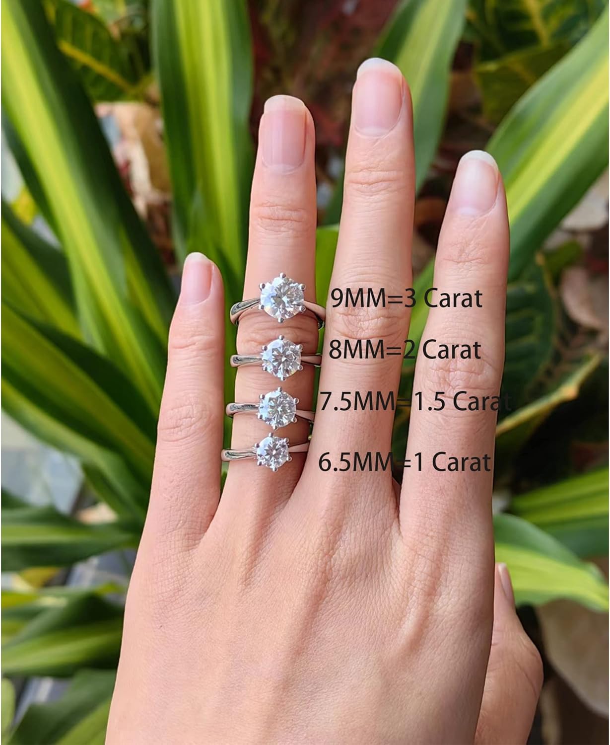DovEggs Moissanite Engagement Ring for Women 1-3 Carat Brilliant Round F-G-H Color Heart Arrows Cut Moissanite Lab Created Diamond Solitaire Wedding Rings Sterling Silver with 18K White Gold Plated