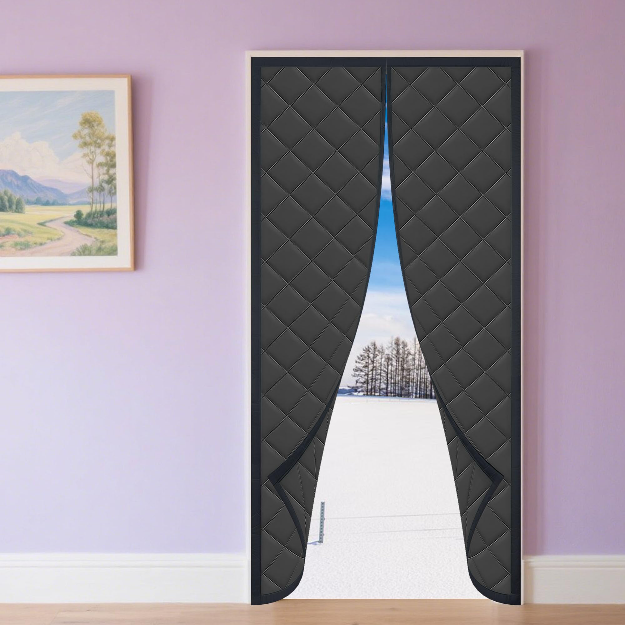 Rideau magnétique de porte contre les courants d'air froid 75x297 cm