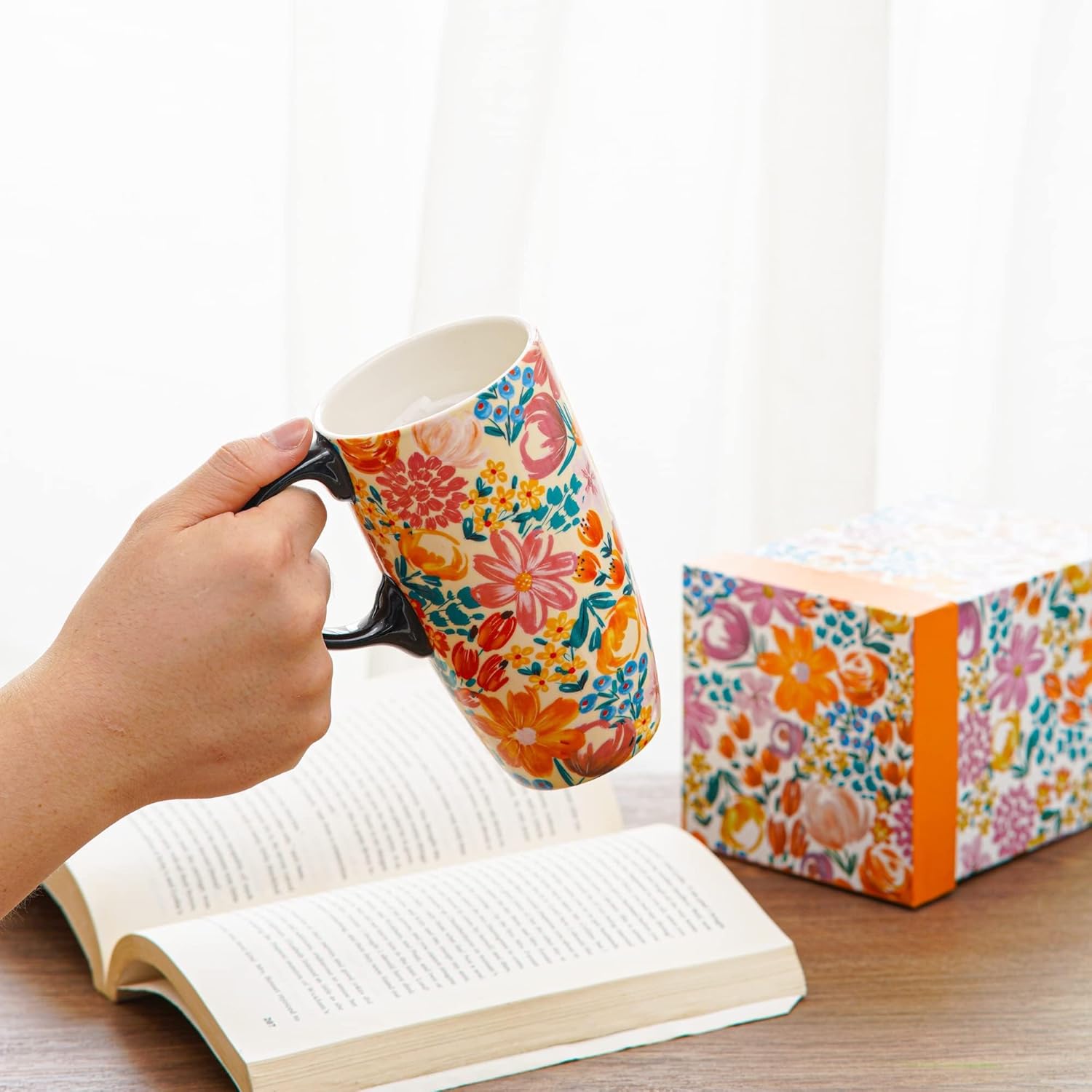 Topadorn 17oz Ceramic Travel Mug with Lid & Handle, Porcelain Coffee Cup with Gift Box, Dishwasher & Microwave Safe, for Latte,Tea, Cocoa, Milk, Home & Office - Image 9