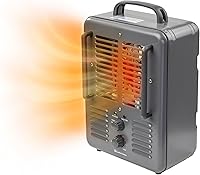 Comfort Zone 1500W Milkhouse Utility Garage Heater - Adjustable Thermostat, Tip-Over & Overheat Protection, ETL Listed