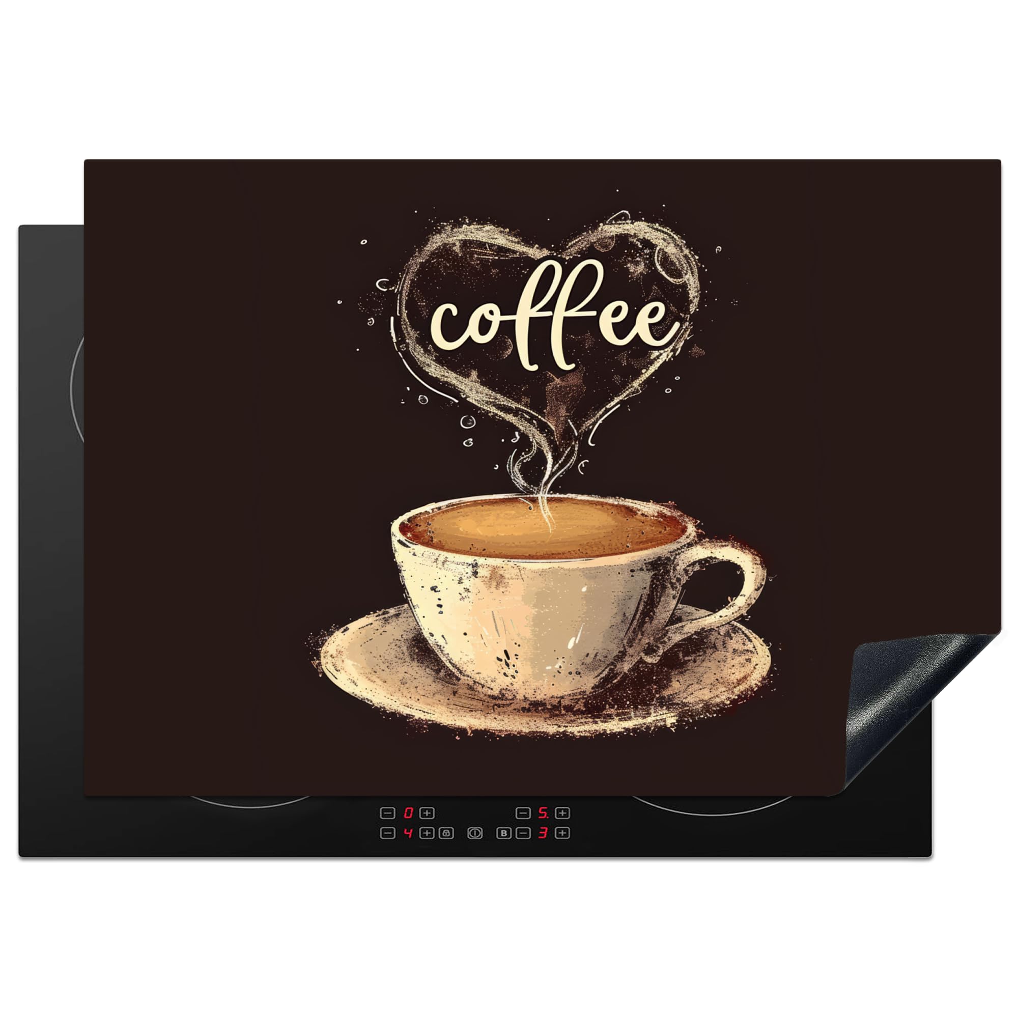 KitchenYeah© Induction Hob Cover Protector Mat 20.5"x29.5" / 75x52 cm Kitchen Universal Ceramic Covers for Electric Cookers Vinyl Coffee - Quote - Heart