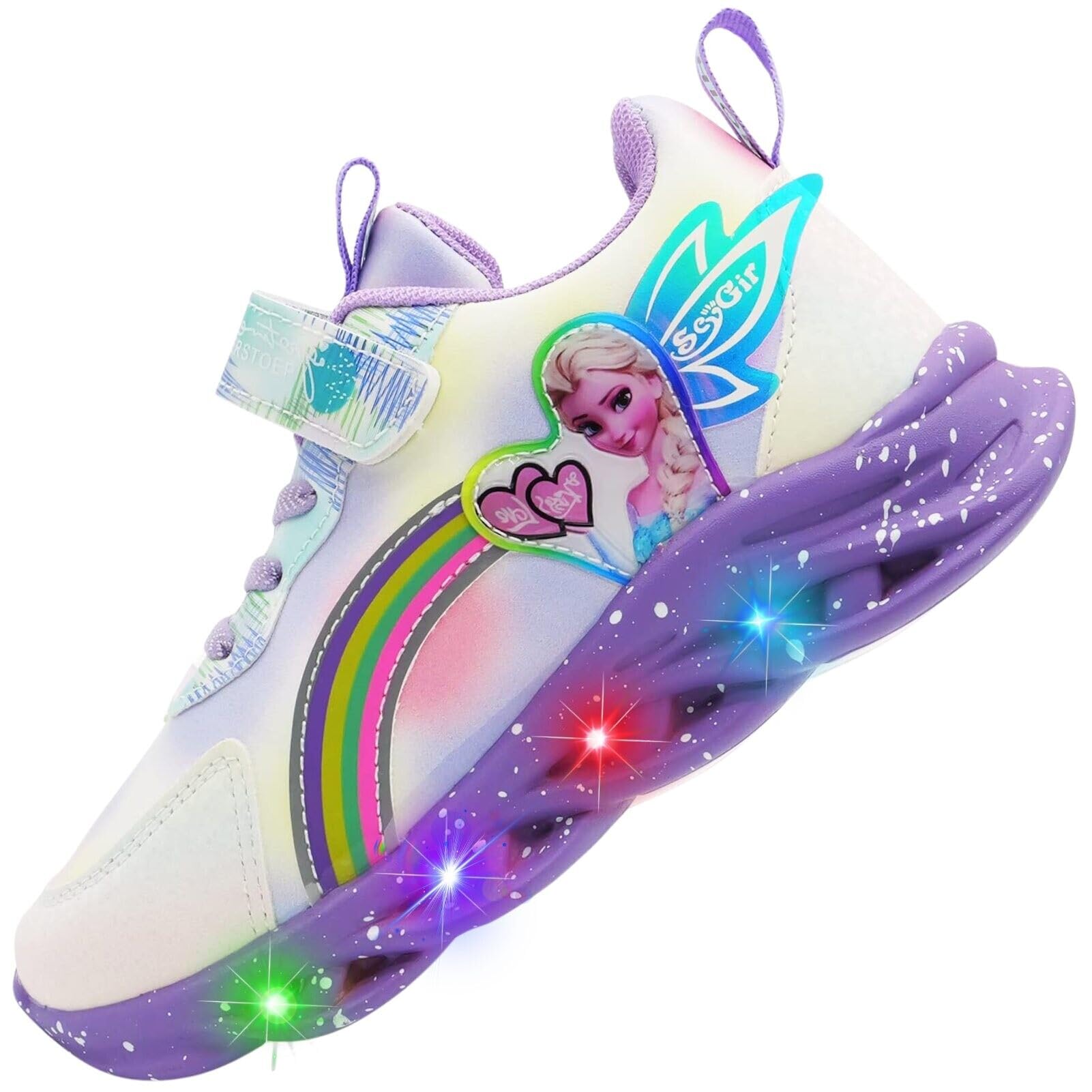 Vorkhuaeri Zapatillas NiƱa Elsa con Luces, Zapatos Princesa LED Deportivas Luminosos Tenis para NiƱa NiƱos Bebe Shoes
