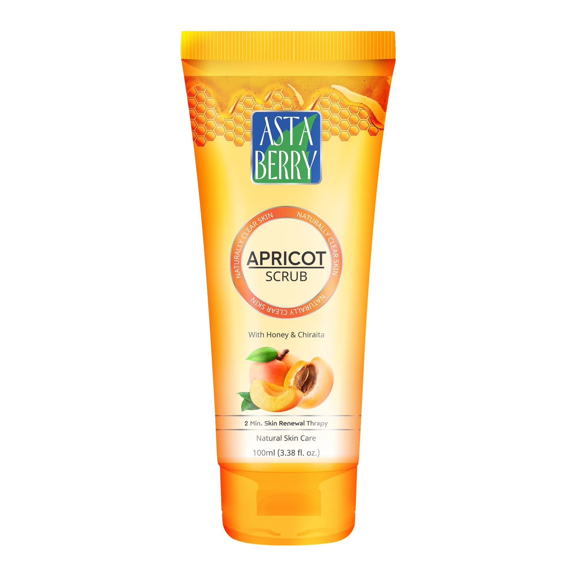Astaberry Apricot Scrub With Honey & chiraita | Dermatologist Formulated | All Skin Types | 2 minute Skin renewal therapy | Naturally Soft & Glowing Skin | Remove Dead Epithelial Cells | 100 ml