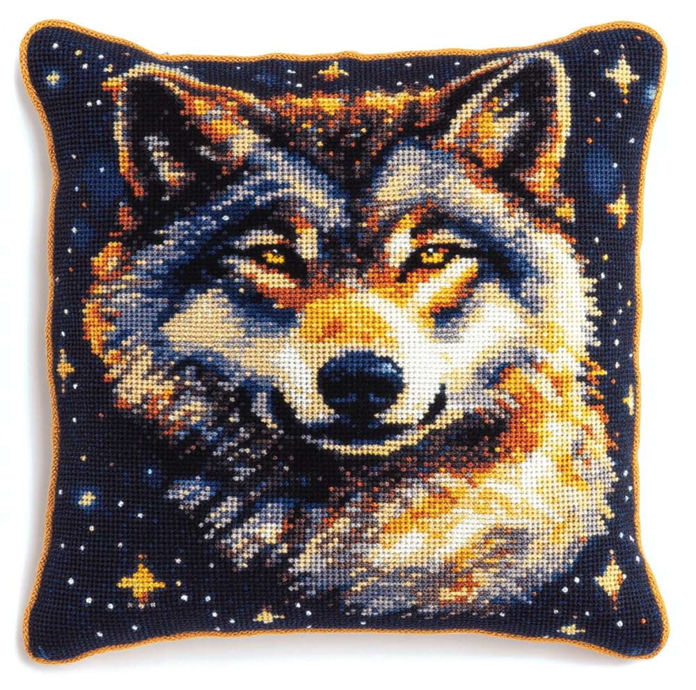 Latch Hook Kits For Adults Wolf Under The Stars Diy Rug Hooking Pillo