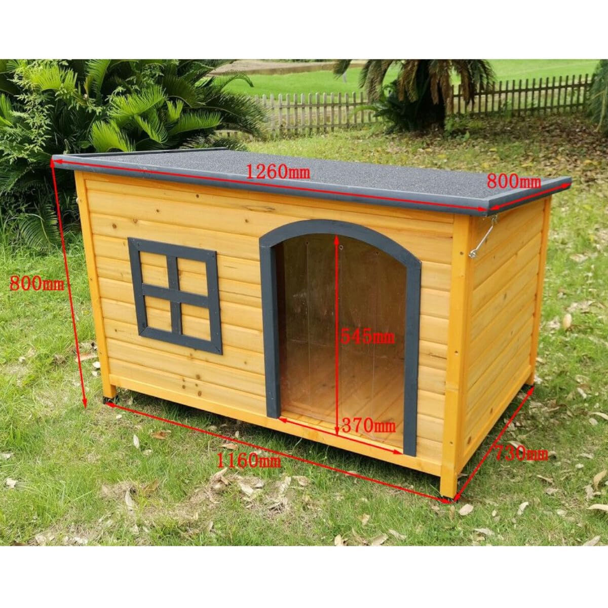 Animal Valley - Niche à Chien avec Isolation - Bois et Shingle - L 126 x l 80 x H 80 cm - Taille L - Beige et Gris - pour Grands Chiens