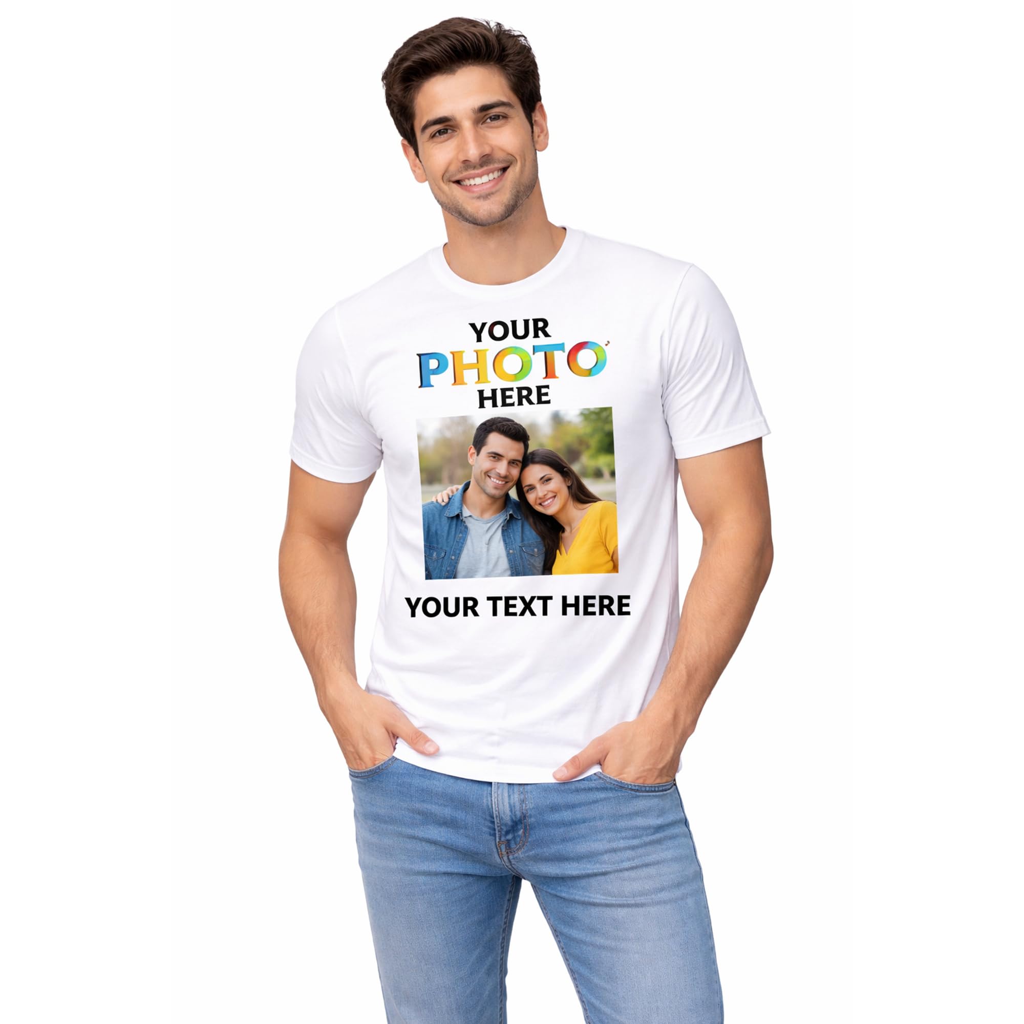 Toxi Personalized Custom (फ़ोटो प्रिंट) Print Round Neck Printed T-Shirt for | Dry Fit | Boys | Girls | Man | T-Shirts White-picture-31
