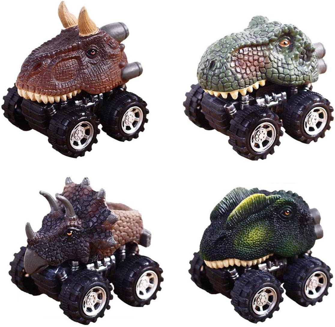 Anditoy 4 Pack Pull Back Dinosaur Cars Dinosaur Toys for Toddlers 3-14 Year Old Kids Boys Easter Basket Stuffers Fillers Gifts Party Favors