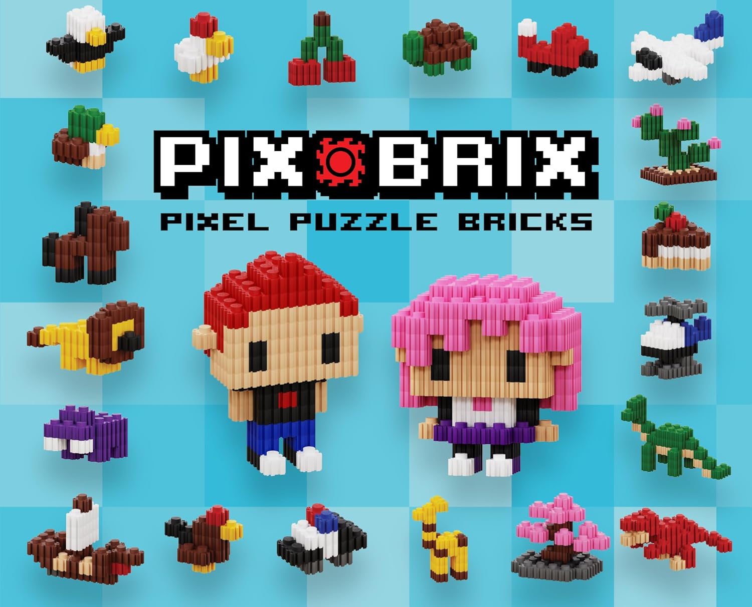 Pix Brix Pixel Art kit Puzzle Bucket - 1,500-Piece Kit with 12-Color Light Palette – Patented Interlocking Building Bricks for 2D and 3D Creations – STEM Toy for Ages 6+