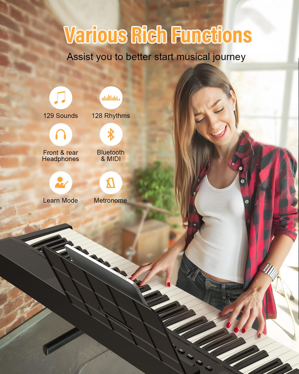 Clavier de piano pliable amélioré 88 touches pleine taille semi-lesté Support MIDI, Bluetooth portable pliable avec pédale de sustain et sac de piano, support de partition le meilleur cadeau