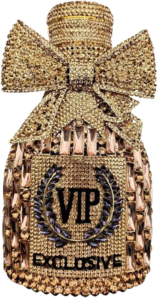 UMREN Women Champagne Bottle Rhinestone Evening Bag Sweet Bow Diamond Clutch Purse Crystal Handbag for Party Cocktail