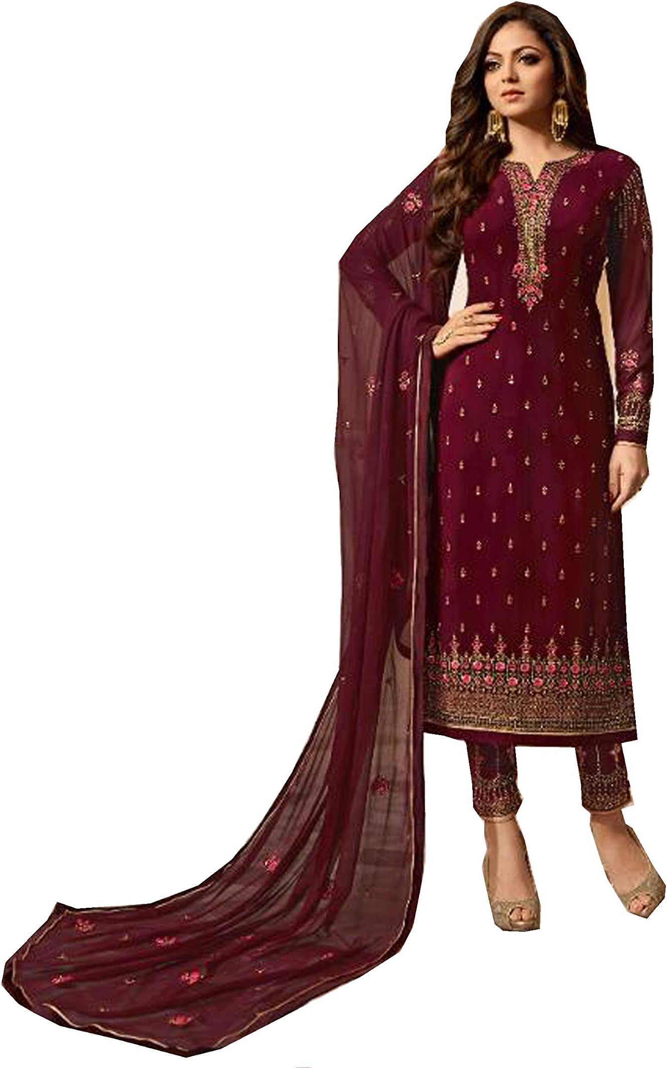 Delisa Indian/Pakistani Fashion Salwar Kameez for Women 01 (Purple, MEDIUM-40)