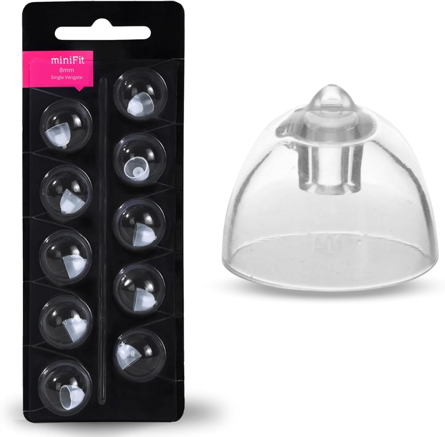 FCS Hearing Aid Domes MiniFit Single Vent Bass 8mm Ear Domes | Hearing aid Accessories - 8 mm | 1 Pack/10 Domes Total