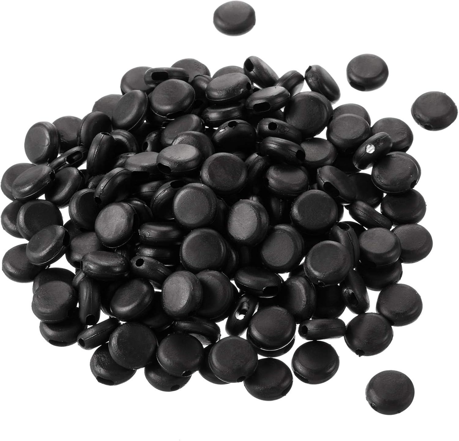 1000 Pieces Cord Locks Silicone Toggles Round Buckle Cord Adjuster Non Slip Stopper for Drawstrings Elastic Cord Paracord Ribbon Lanyard Strap Necklace (Black)