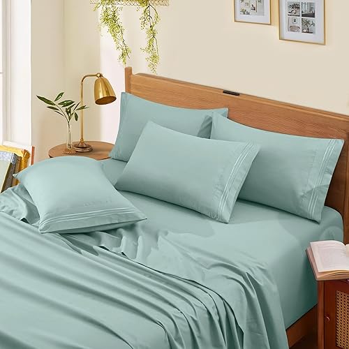 Miniatura 2 de Horbaunal Sábanas de bolsillo extra profundo, se adapta a colchones de 18 a 24 pulgadas de profundidad, juego de sábanas de microfibra de 6 piezas