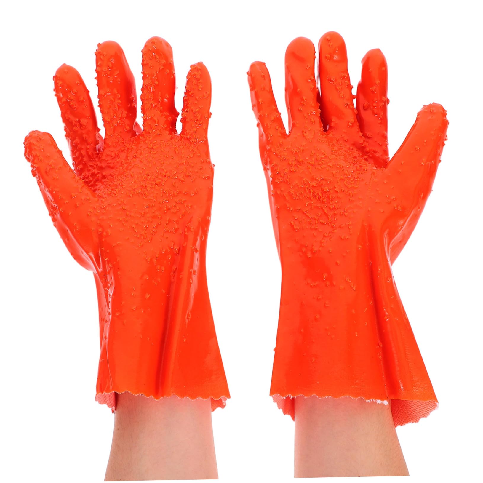 Tofficu Guantes Impermeables de Pvc 6 Pares, Naranja, Resistentes al Aceite