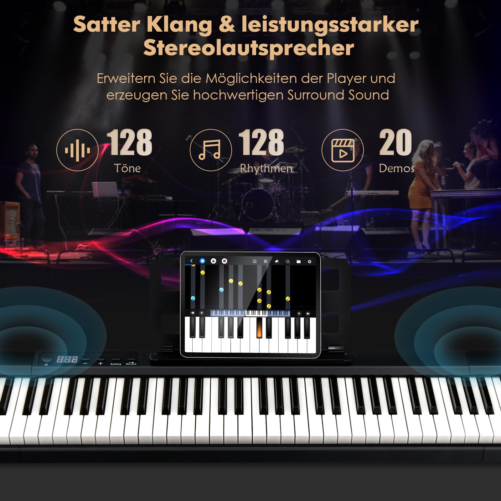 GOPLUS Pianino cyfrowe z 88 klawiszami, keyboard w pełnym rozmiarze, przenośne pianino elektryczne z torbą, pedał mocujący, funkcja dzielenia, Bluetooth i tryb nauczania, idealne dla dzieci i