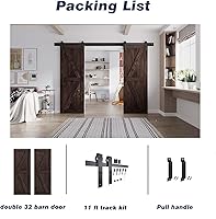 Vista 3 de Fredbeck 32 puertas de granero dobles marrones con herrajes de 11 pies incluidos (puerta de granero 64)