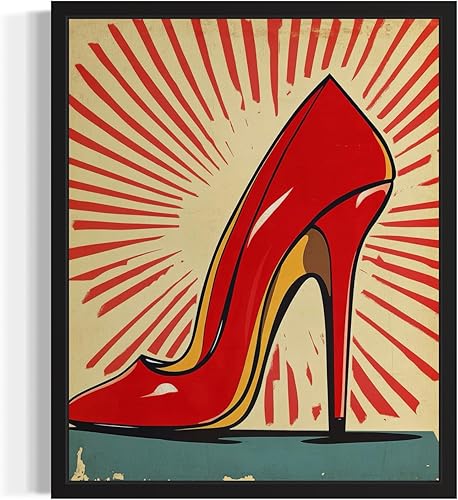 Póster con estampado pop de tacones rojos, pintura retro vintage para decoración de pared, obras de arte clásicas para decoración de dormitorio,