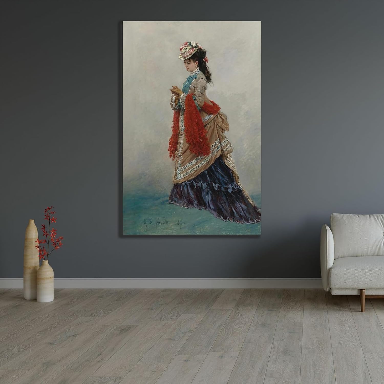 ArtDirect An Elegant Woman (1874) Unframed Art Print Giclee Poster by Alphonse Marie De Neuville - Ready for Framing with Customization Sizes 6x10, 9x14, 13x20, 23x36, 31x48 and 39x60 inches