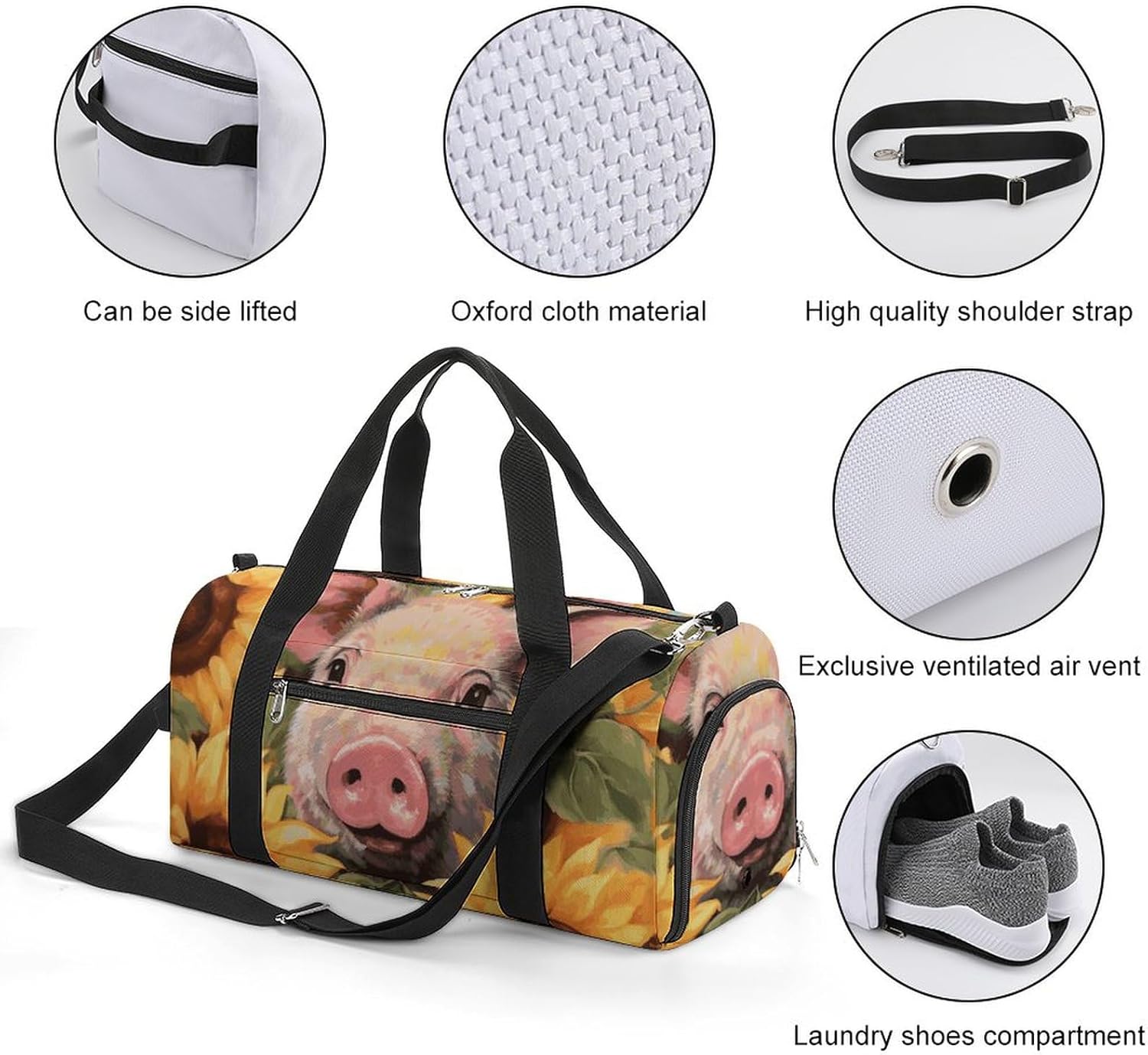 Gym Bag Duffle Bag Smiling Printed Yoga Bag Printed Backpack Duffel Bag Small Gym Bag for Travel Sports
