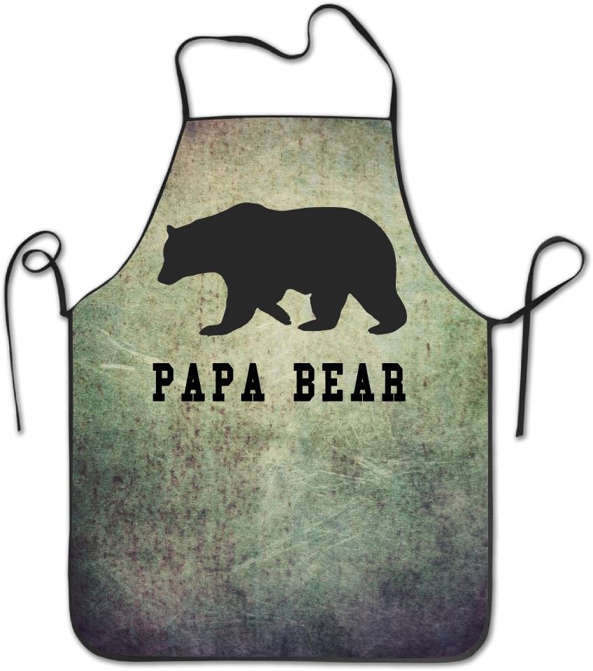Manygoyo Funny Apron Chef Kitchen Cooking Apron Bib Papa Bear Father's Day Home Durable